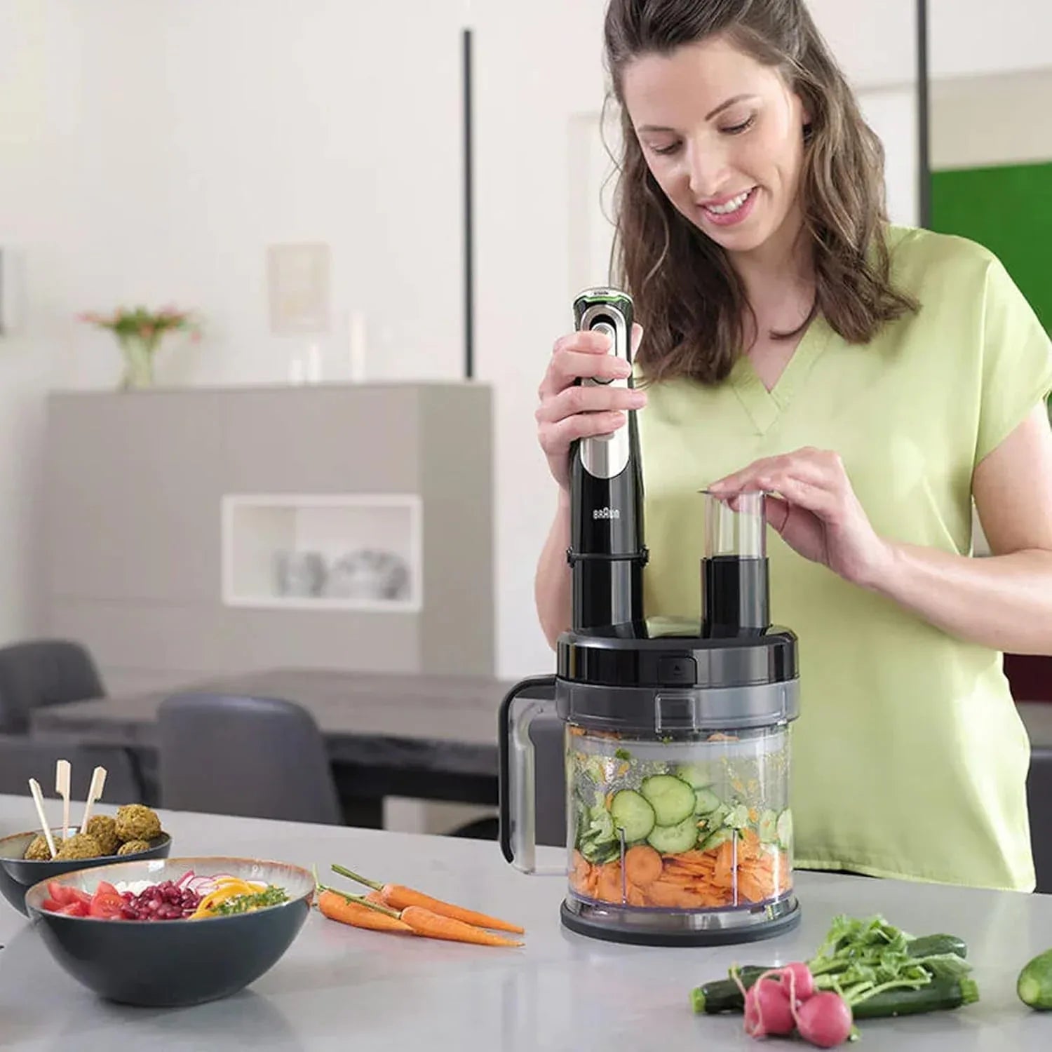 هاند بلندر براون MultiQuick 9 - قوة 1200 واط - جهاز مطبخ 8 في 1 MQ9185 - Blanco