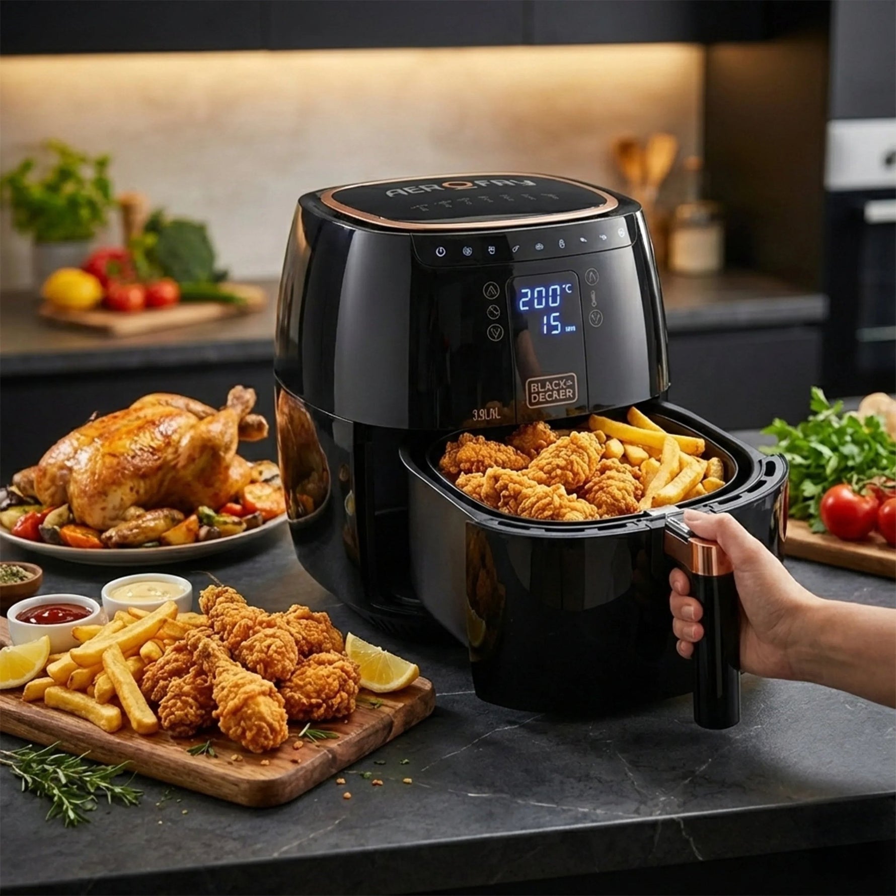 قلاية بلاك أند ديكر الذكية 4 في 1، سعة 5.5 لتر AF5539 - B5 - Blanco