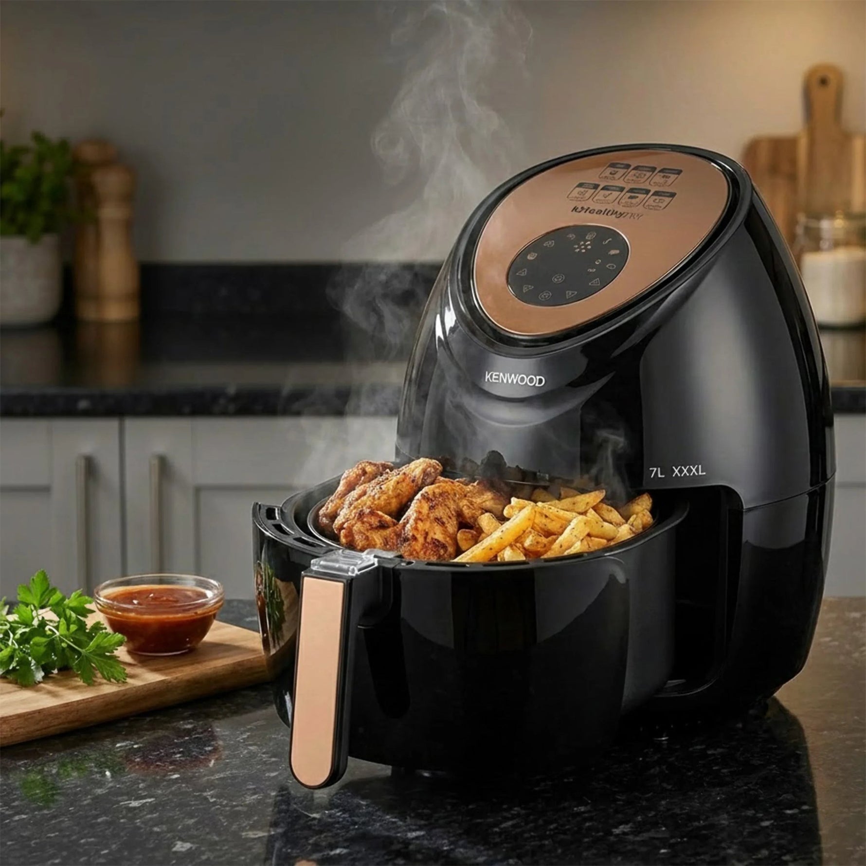 قلاية هوائية كينوود - 7 لتر، 1800 واط، 7 برامج، HFP72.000BK - Blanco