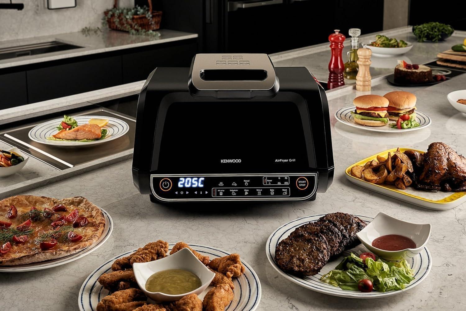 قلاية هوائية وشواية كينود 2 في 1 - 8 لتر، 1700 واط، GHF40.000 BK - Blanco