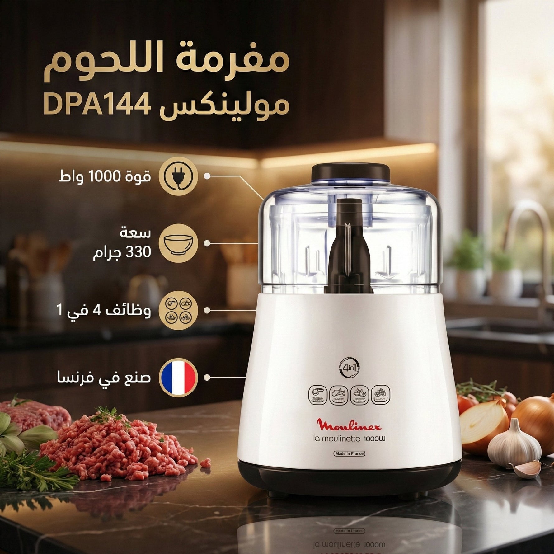 مفرمة اللحوم /كبة مولينكس DPA144، 1000 وات، 330 جرام، أبيض، 1000.0 واط - Blanco