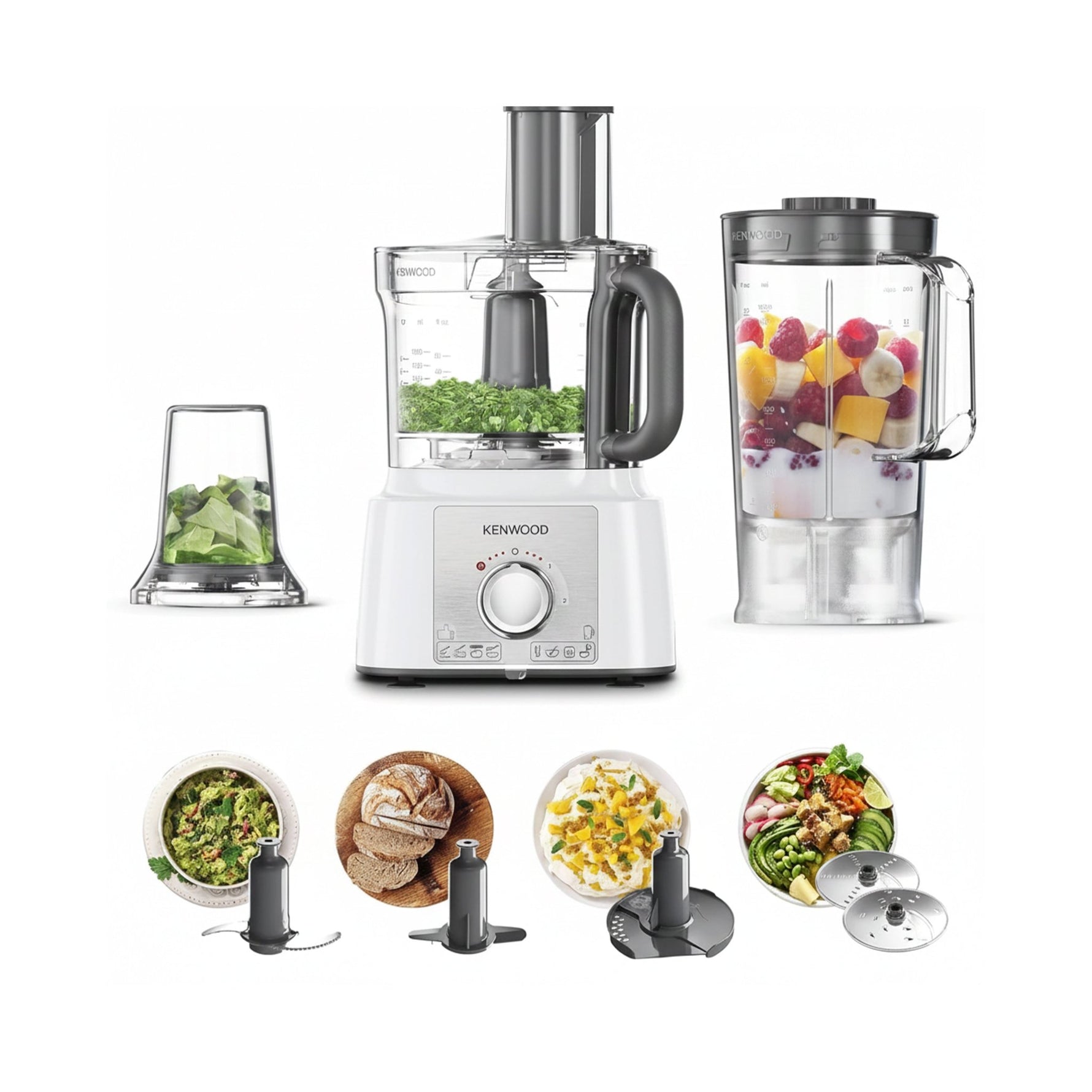 محضر طعام كينوود 1000 وات - بسعة 3 لتر للكبة، FDP65.400WH - Blanco