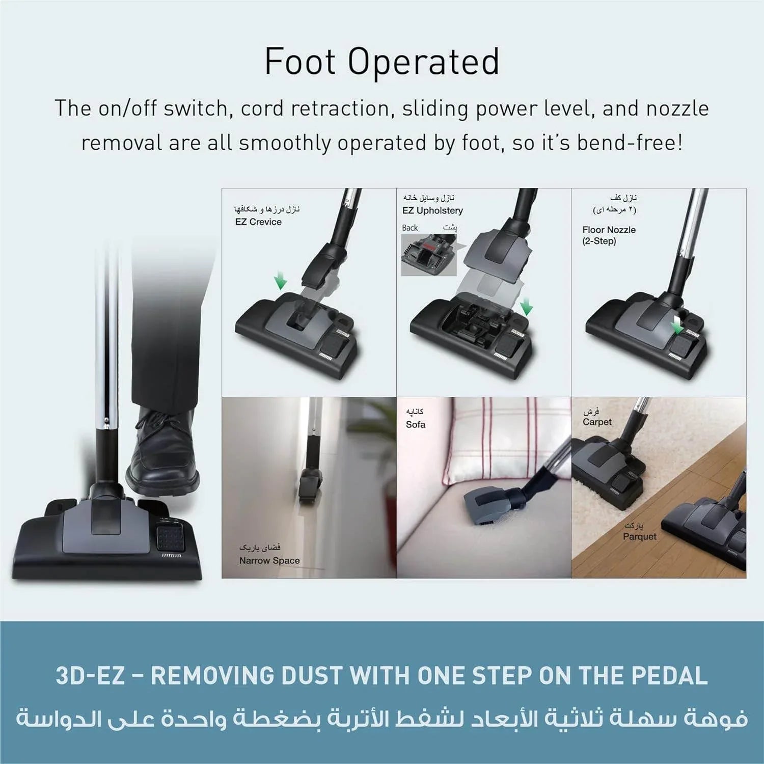 مكنسة باناسونيك يابانية بقوة 2100 وات , وسعة 6 لتر ,MCCJ915 - Blanco