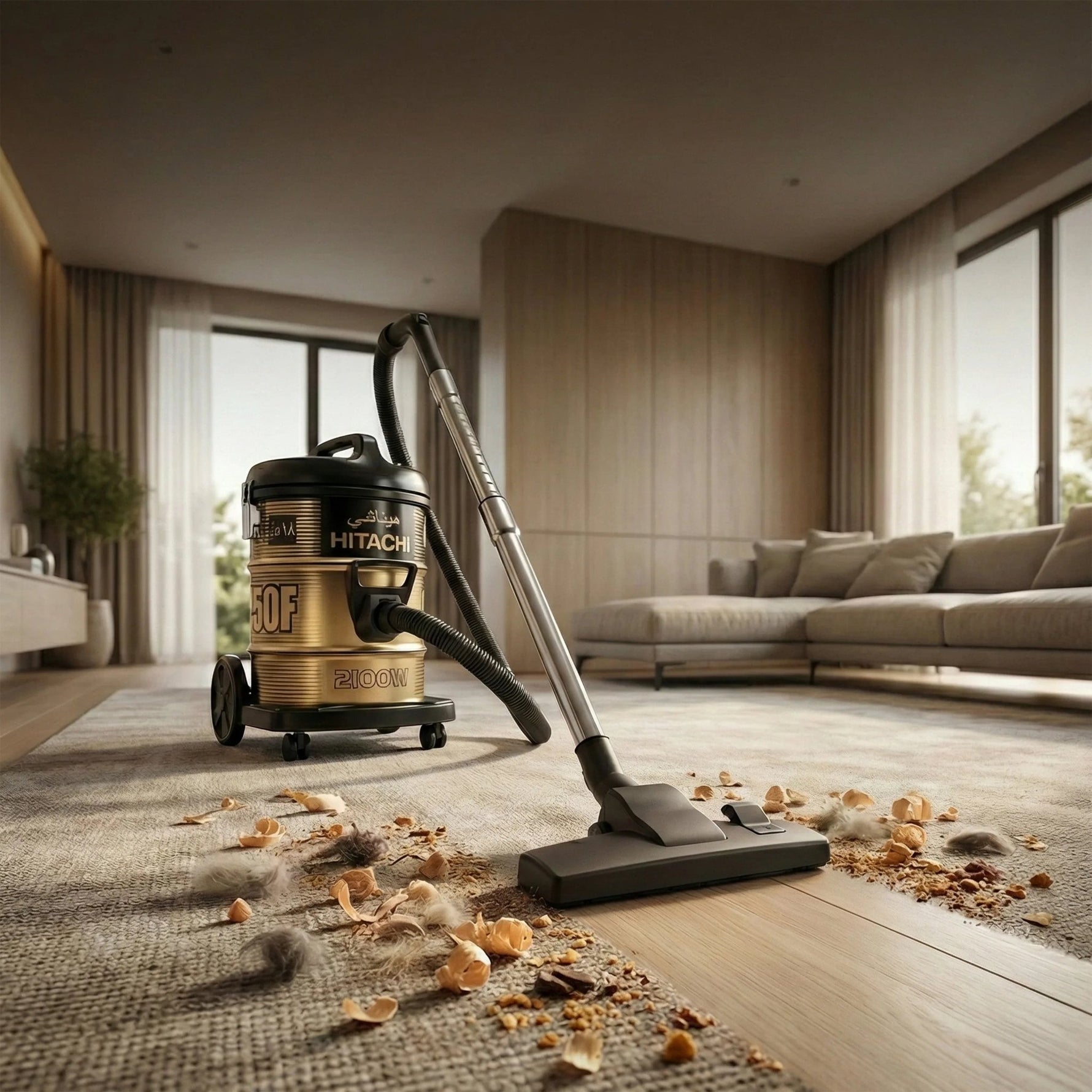 مكنسة برميلية هيتاشي بقوة 2100 وات – سعة 18 لتر، CV - 950F - Blanco