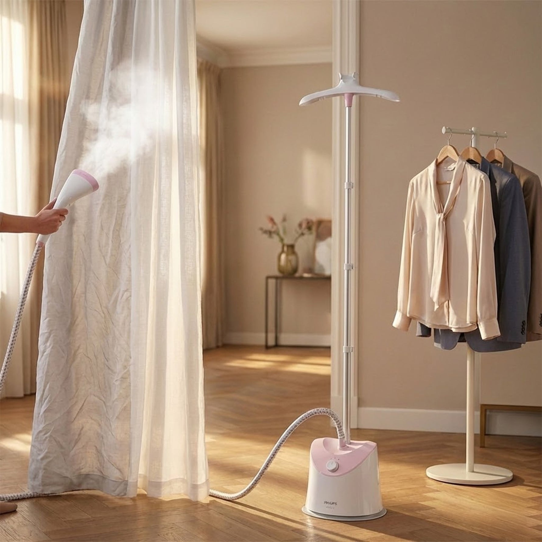 مكواة بخار فيليبس للستائر + ملابس بقوة 1800 وات، 1.4 لتر، GC484 - Blanco