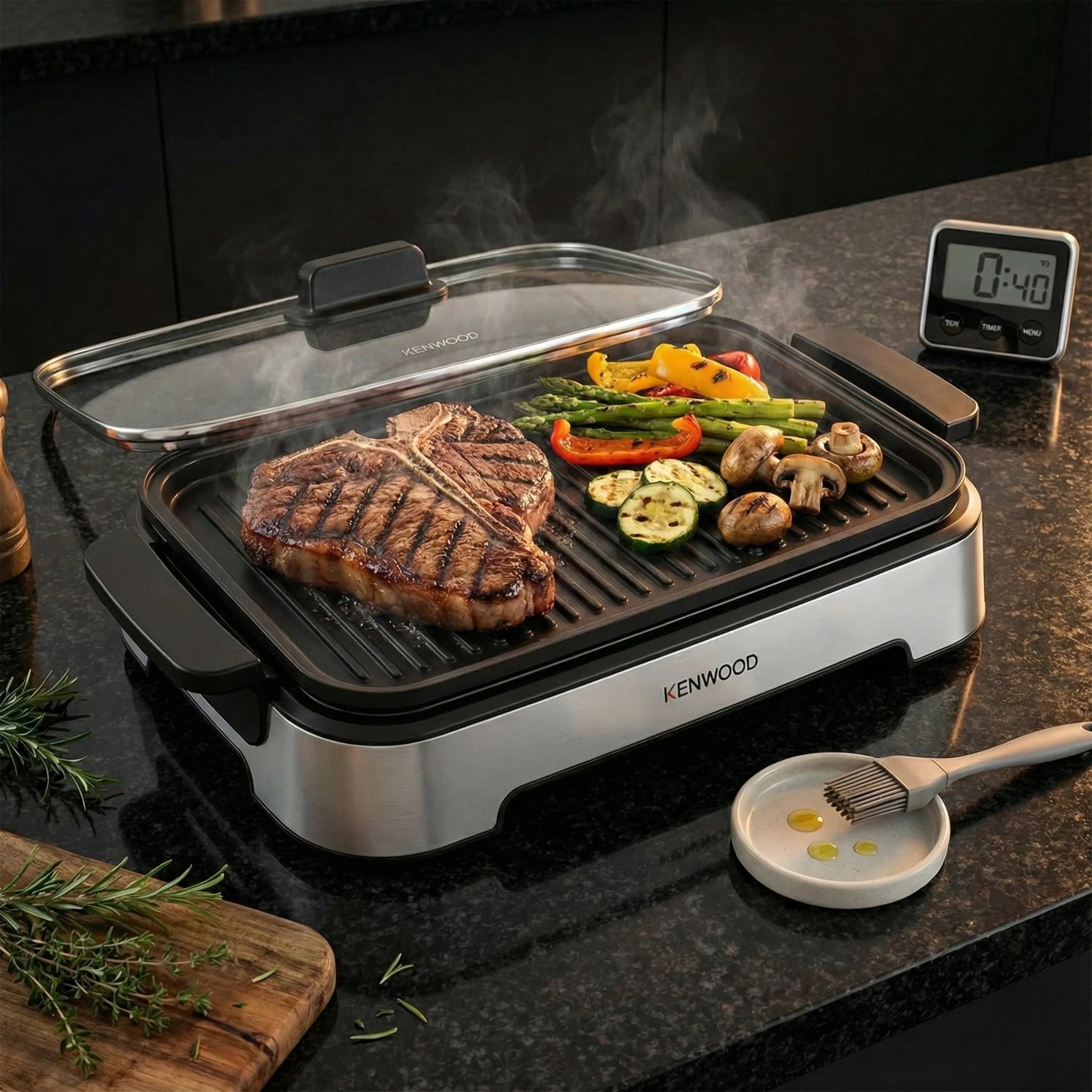 شواية كينوود كهربائية صحية - 2000 واط، HG266 - Blanco