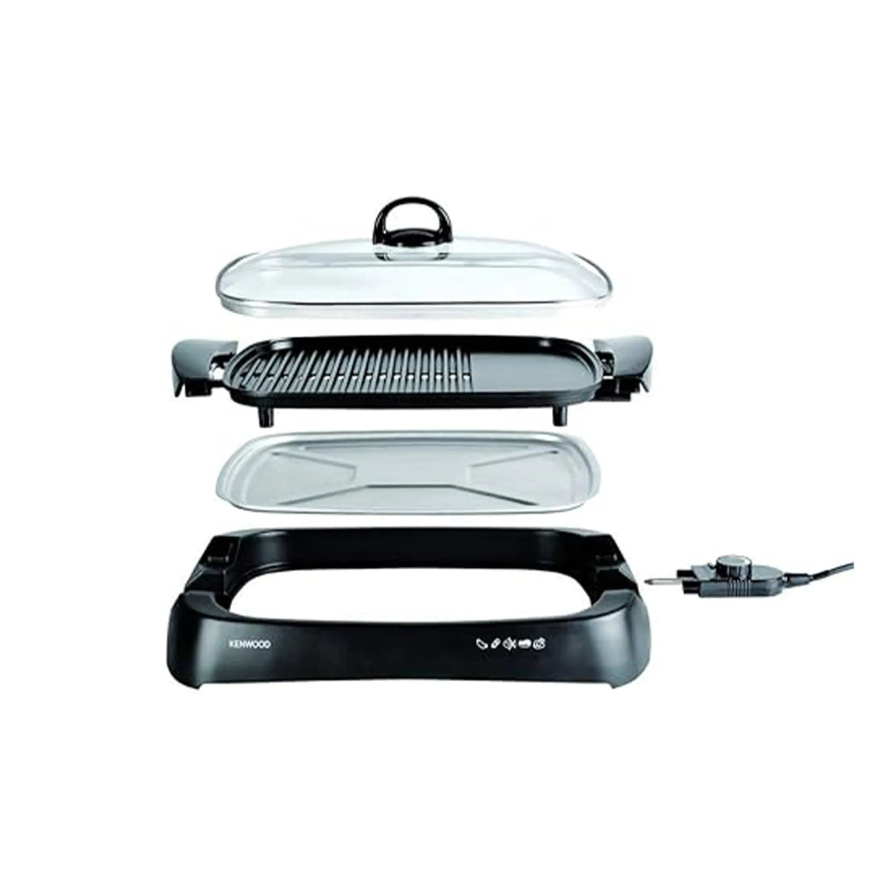 شواية كينوود صحية، غطاء زجاجي، 1700 W HG230 أسود/شفاف - Blanco